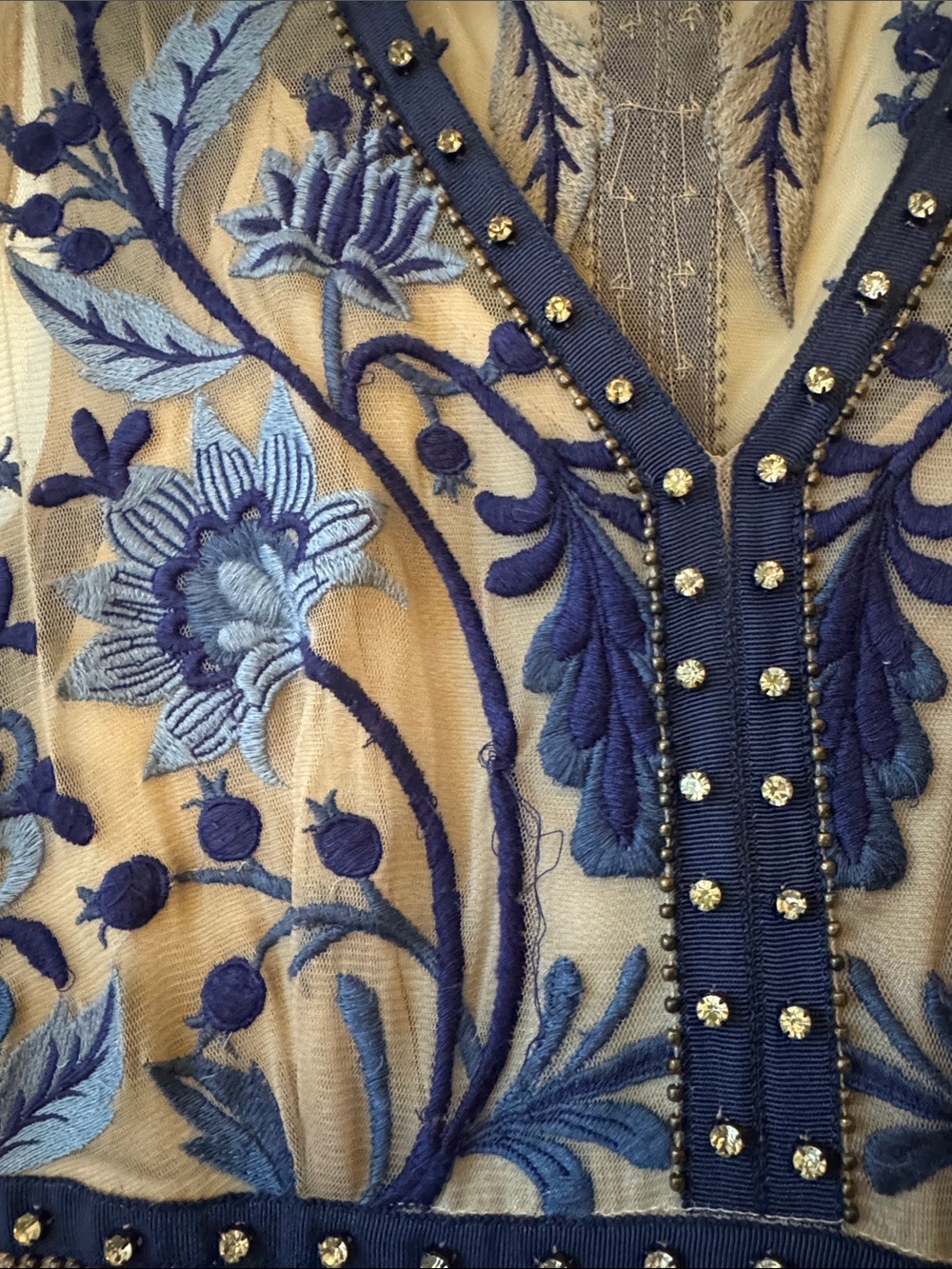 Moulinette Soeurs Blue Embroidered Floral Maxi Dress - Picture 4 of 13